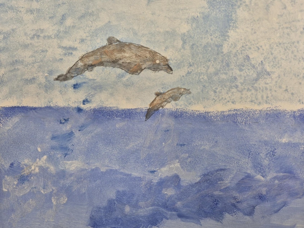Schilderij 'dolfijnen'