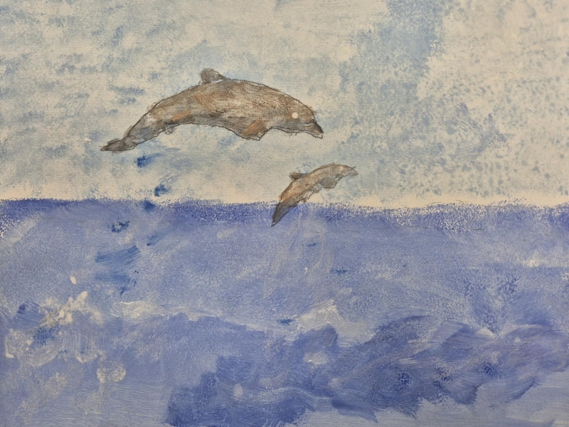 Schilderij 'dolfijnen'