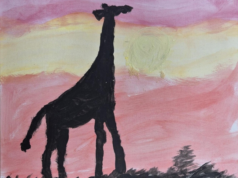Schilderij 'giraf´