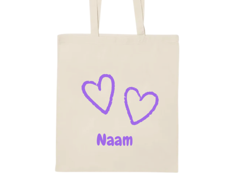 Tas met naam - hartjes